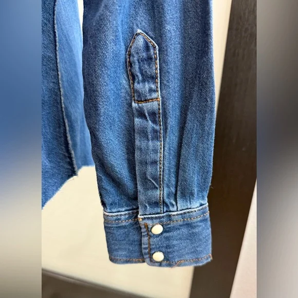 Lucky Brand Blue Denim Snap Button Down Shirt - New With Tags - Picture 4 of 9